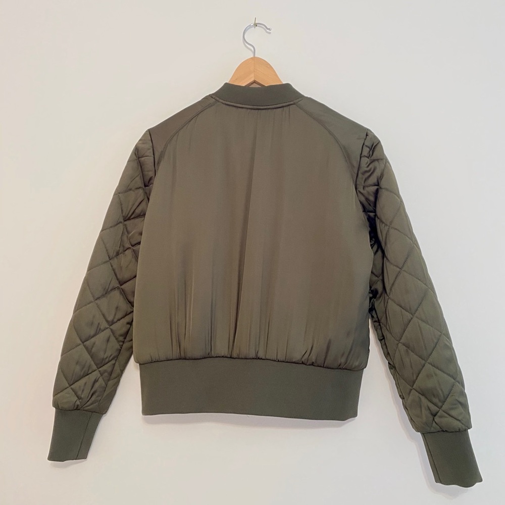 H&M Olive Green Quilted Padded Bomber Jacket - Picture 2 of 5